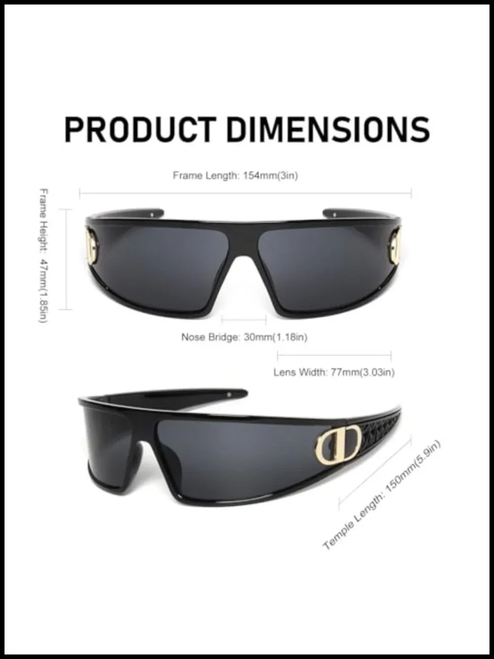 Y2K Wrap Around Futuristic Sunglasses UV400 Protection Rimless Metal